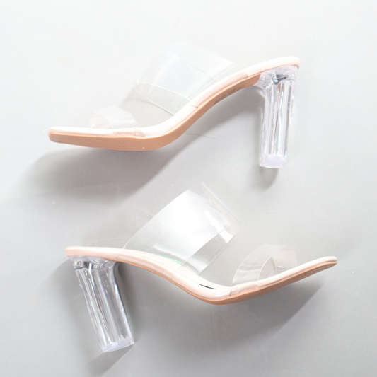 Mules à talon transparent